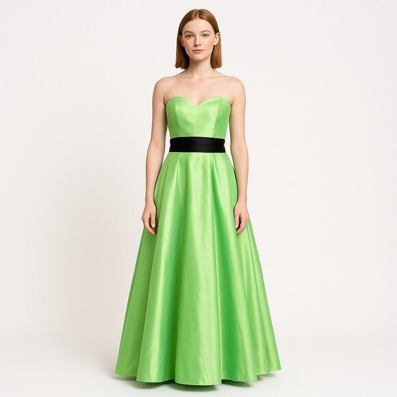 Jessica Mcclintock For Gunne Sax Dresses & Skirts - Jessica McClintock Gunne Sax Strapless Satin Ball Gown Lime/Black 5 HOLIDAY